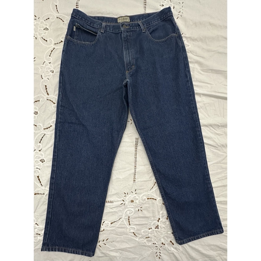 LL Bean Natural Fit 38x29 Men's 100% Cotton Denim Blue Jean Dark Wash